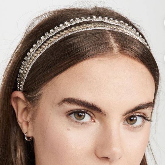 Deepa Gurnani Accessories - Deepa Gurnani Fabia Beaded Headband in Silver NWOT